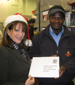 Lynne Featherstone with Ben at the Wood Green Royal Mail sorting office