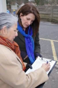 Lynne Featherstone collecting Northern Line petition signatures