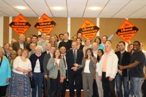 Lynne Featherstone MP, Ed Davey MP and the Haringey Liberal Democrats celebrate Lynne's reselection