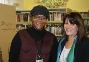 Lynne Featherstone MP with Branch Librarian Joyce Rowe